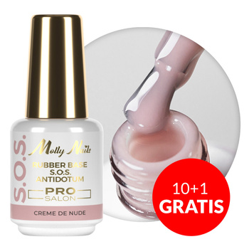 10+1gratis Baza kauczukowa elastyczne paznokci do ozdób S.O.S. Antidotum Pro Salon Molly Nails Creme de Nude 15g