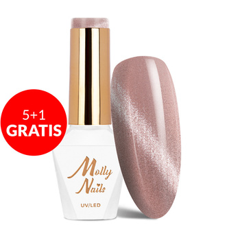 5+1gratis Magnetyczny lakier hybrydowy z efektem kociego oka Cat Eye Crystal Water Molly Nails HEMA/Di-HEMA Free 8g Nr 164