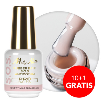 10+1gratis Baza kauczukowa elastyczne paznokcie do ozdób S.O.S. Antidotum Pro Salon Molly Nails Fluffy Marshmallow 15g