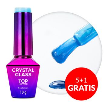 5+1gratis Kolorowy top bez przemywania top no wipe Crystal Glass Molly Nails Glass Baby Blue HEMA/Di-HEMA Free 10g