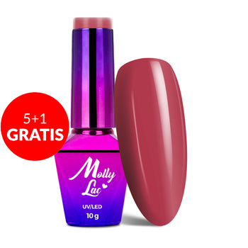5+1gratis Lakier hybrydowy MollyLac Hearts & Kisses Dark Raspberry 10g Nr 193
