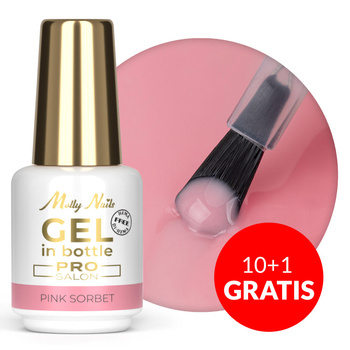 10+1gratis Żel budujący w butelce z pędzelkiem Gel in Bottle Molly Nails Pro Salon Pink Sorbet HEMA/Di-HEMA Free 15g