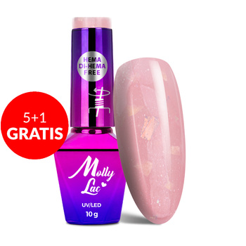 5+1gratis Lakier hybrydowy MollyLac Sparkling French Wedding party HEMA/Di-HEMA Free 10g Nr 701