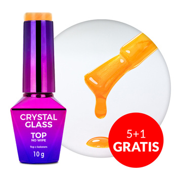 5+1gratis Kolorowy top bez przemywania top no wipe Crystal Glass Molly Nails Orange HEMA/Di-HEMA Free 10g