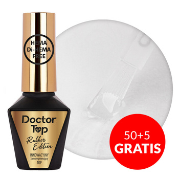50+5gratis Rubber Doctor Top Molly Nails kauczukowy samonaprawiający się top no wipe HEMA/Di-HEMA Free clear 10g